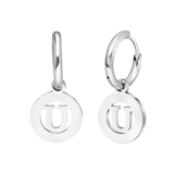 Stainless steel oorbellen met letter - U