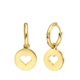 Stainless steel goldplated oorringen met hanger met open hart voor dames