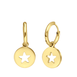Stainless steel goldplated oorringen met hanger open ster voor dames