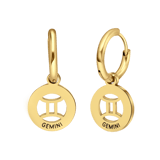 Stainless steel goldplated oorringen sterrenbeeld Tweeling voor dames