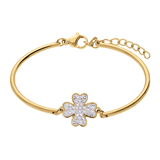 Stainless steel goldplated fantasiearmband met hanger klaver met kristal voor dames