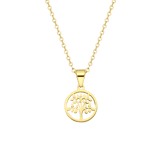 Stainless steel goldplated ketting met hanger munt voor dames