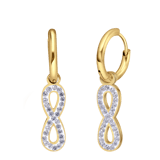 Stainless steel goldplated oorringen met hanger met infinity met kristal voor dames
