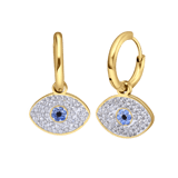 Stainless steel goldplated oorringen met hanger met kristal voor dames