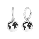 LivLiv stainless steel oorring met wereldbol voor dames