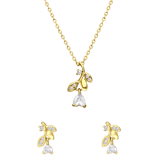 Schmuckset, 925 Silber, vergoldet, Rose mit Zirkonia
