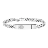 Plattenarmband aus recyceltem Edelstahl mit surinamischem Teppichklopfer-Design