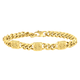 Stainless steel goldplated herenschakelarmband surinaamse mattenklopper