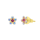 Tiny tips stainless steel goldplated bloem roze kristal