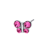 Studex medizinische Ohrringe aus Edelstahl, Schmetterling, Rosa, Kristall