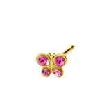 Studex 14 karaat geelgouden schietoorbel vlinder roze 4mm 439