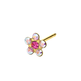 Studex 14 karaat geelgouden schietoorbel bloem kristal 5mm 432