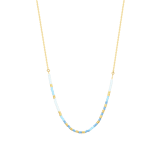 Vergoldete Edelstahlhalskette mit blauen Perlen