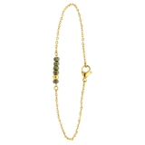 Gerecycleerd stainless steel goldplated armband met groene kralen