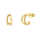 Myla gerecycled stainless steel goldplated dubbele oorbellen voor dames