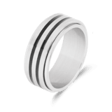 Stainless steel anxiety ring met zwarte strepen