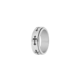 Anti-Stress-Ring aus Edelstahl mit schwarzem Kreuz