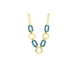Vergoldete Edelstahlhalskette mit blauen Gliedern