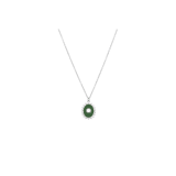Stainless steel ketting met groene ovale munt