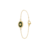Stainless steel goldplated fantasiearmband met hanger met groene ovale munt voor dames