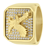 Vergoldeter Adler-Siegelring aus Edelstahl mit Zirkonia