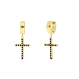 Vergoldete Edelstahlohrringe mit schwarzem Kreuz