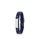 Gerecycled stainless steel jongen armband leer donker blauw