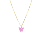 Stainless steel goldplated kinderketting met hanger vlinder