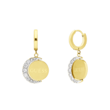 Guess stainless steel goldplated oorringen met hanger met kristal voor dames