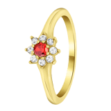 Vergoldeter Vintage-Edelstahlring mit roter Blume
