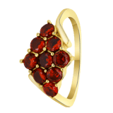Vergoldeter Vintage-Edelstahlring mit Blume in Rot