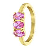 Vergoldeter Vintage-Edelstahlring mit drei rosa Zirkoniasteinen