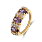 Stainless steel goldplated ring met zirkonia voor dames