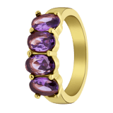 Stainless steel goldplated ring met zirkonia voor dames