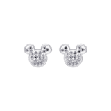 Edelstahlohrstecker Mickey Mouse mit weißem Kristall