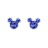 Stainless steel oorknoppen Mickey Mouse met licht sapphire kristal