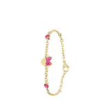 Disney stainless steel goldplated kinderfantasiearmband met hanger Minnie Mouse met roze kristal