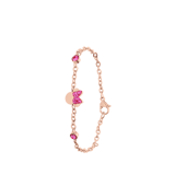 Disney stainless steel roséplated kinderfantasiearmband met hanger Minnie Mouse met roze kristal