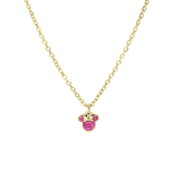 Disney stainless steel goldplated kinderketting met hanger Minnie Mouse met roze kristal