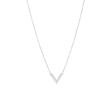 Silberne Halskette rhodiniert V-Design mit Zirkonia
