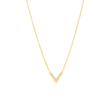 Zilveren ketting goldplated v met zirkonia voor dames