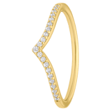Silberner, goldplattierter Ring in V-Form mit Zirkonia