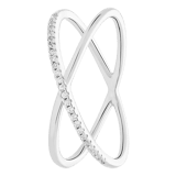 Silberner Ring gekreuztes Design mit Zirkonia