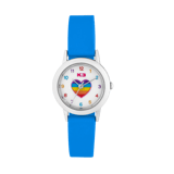K3 Kinder Horloge Hart Met Rubberen Band Blauw