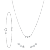 Silbernes Schmuck-Set, Armband, Ohrringe, Zirkonia