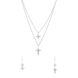 Zilveren set ketting en oorring ster