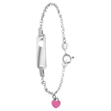Silbernes Kinder-Plattenarmband Herz Emaille rosé