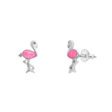 Silberne Ohrstecker Flamingo Emaille rosé