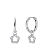 Zilveren oorringen met hanger bloem zirkonia