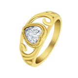 Stainless steel goldplated vintage ring met witte hart